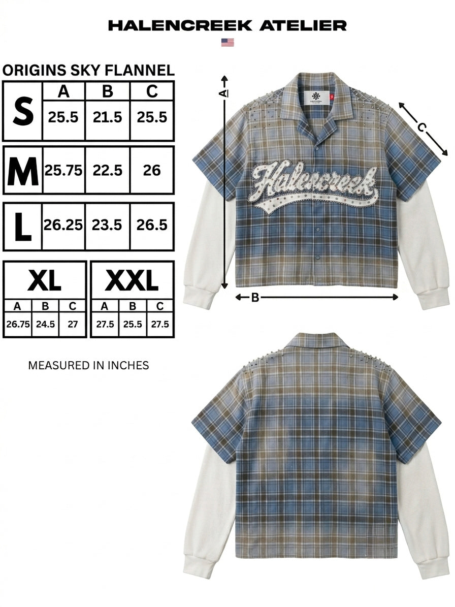 Origins Sky Flannel - size chart